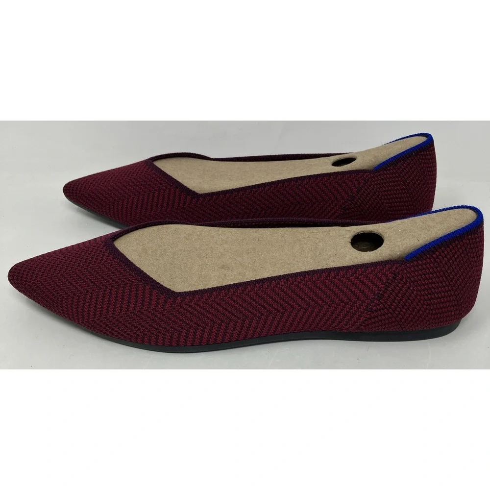 Rothy's‎ US Size 8.5 Point Cabernet Burgundy Herringbone Knit Ballet Flats